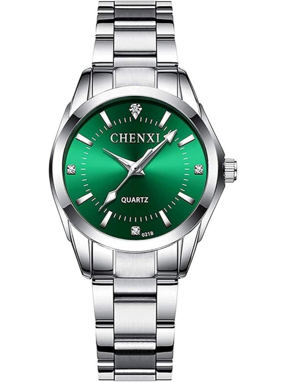 Women's Green Analog Quartz Silver Stainless Steel Luminous Waterproof Watch